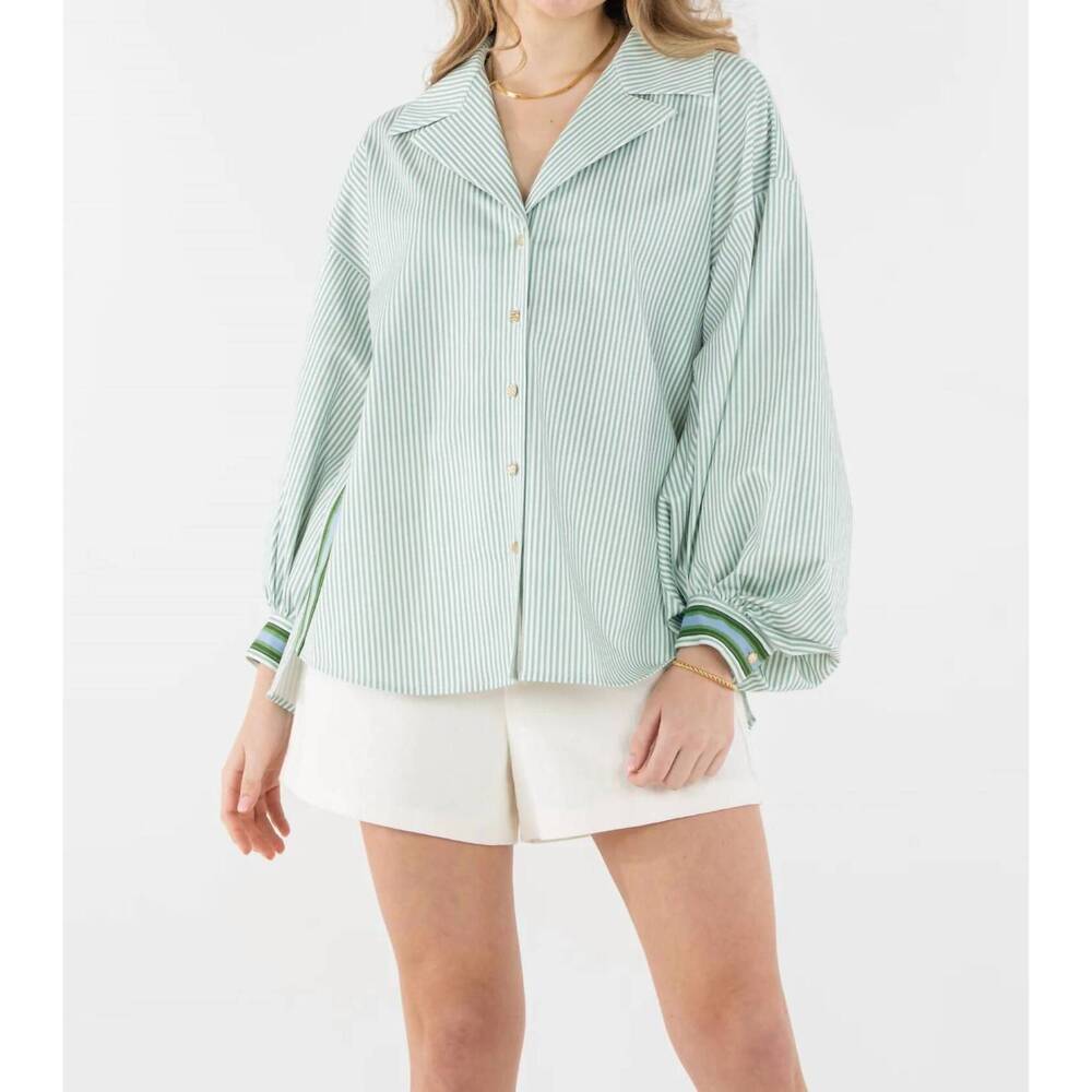 NEW EMILY MCCARTHY iris oxford shirt in feldspar stripe